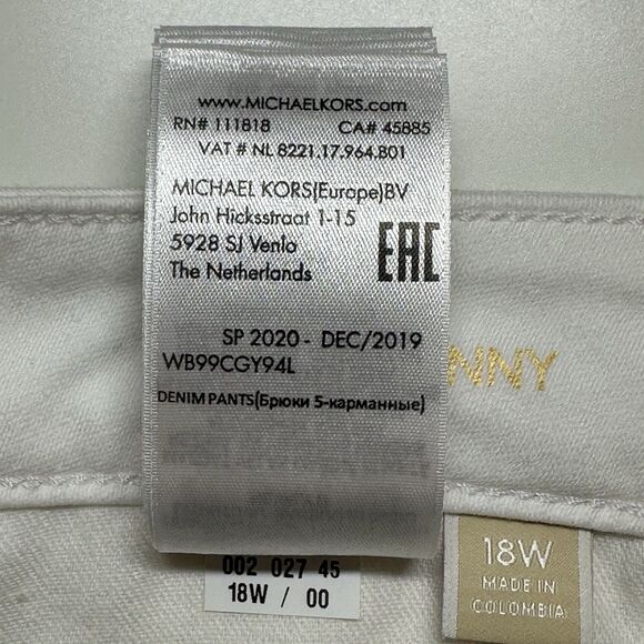 Michael Kors Selma Skinny Jeans Women Plus Sz 18W White Minimalist Comfy Casual - Picture 10 of 15